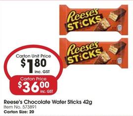 Reese's - Chocolate Wafer Sticks 42g offers at $1.8 in Campbells