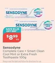 Sensodyne - Complete Care + Smart Clean Cool Mint Or Extra Fresh Toothpaste 100g offers at $8.99 in Your Local Pharmacy