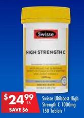 Swisse - Ultiboost High Strength C 1000mg 150 Tablets offers at $24.99 in Pharmacy 4 Less