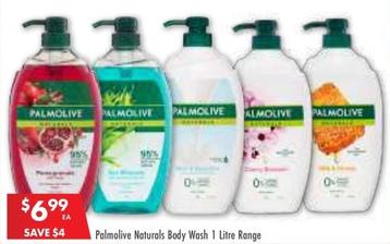 Palmolive - Naturals Body Wash 1 Litre Range offers at $6.99 in Pharmacy 4 Less
