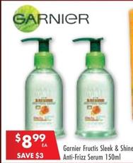 Garnier - Fructis Sleek & Shine Anti-frizz Serum 150ml offers at $8.99 in Pharmacy 4 Less