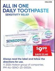 Sensodyne - Sensitivity Relief Toothpaste offers at $9.99 in Pharmacy 4 Less