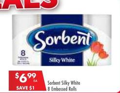 Sorbent - Silky White 8 Embossed Rolls offers at $6.99 in Pharmacy 4 Less