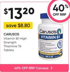 Caruso's - Vitamin B1 High Strength Thiamine 75 Tablets offers at $13.2 in Super Pharmacy
