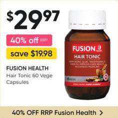 Fusion Health - Hair Tonic 60 Vege Capsules offers at $29.97 in Super Pharmacy