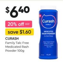 Curash - Family Talc Free Medicated Rash Powder 100g  offers at $6.4 in Super Pharmacy