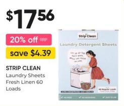 Strip Clean - Laundry Sheets Fresh Linen 60 Loads offers at $17.56 in Super Pharmacy