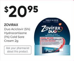 Zovirax - Duo Aciclovir (5%) Hydrocortisone (1%) Cold Sore Cream 2g offers at $20.95 in Super Pharmacy