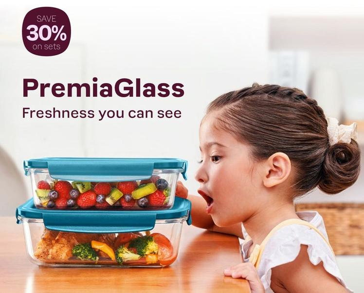 Premiaglass Food Storage Sets offers in Tupperware