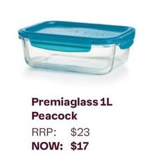 Premiaglass 1l Peacock offers at $17 in Tupperware
