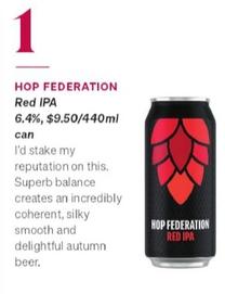 Hop Federation - Red Ipa 6.4% offers at $9.5 in Air New Zealand