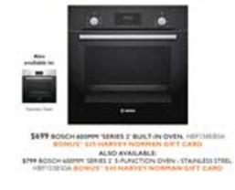 Bosch - 600mm Series 2 Built-in Oven - Black offers at $699 in Harvey Norman