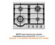 Westinghouse - 600mm 4-burner Gas Cooktop offers at $579 in Harvey Norman