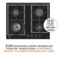 Whirlpool - 600mm 4 - Burner Gas Cooktop - Black Gass offers at $1099 in Harvey Norman