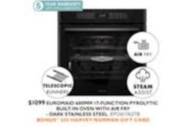 Euromaid - 600mm 17-function Pyrolytic Built-in Oven With Air Fry - Dark Stainless Steel offers at $1099 in Harvey Norman