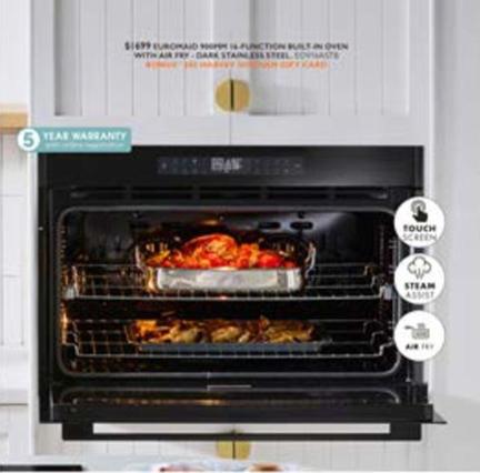 Euromaid - 900mm 16-function Built-in Oven With Air Fry Dark Stainless offers at $1699 in Harvey Norman