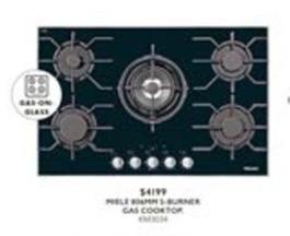 Miele - 806mm 5-burner Gas Cooktop offers at $4199 in Harvey Norman