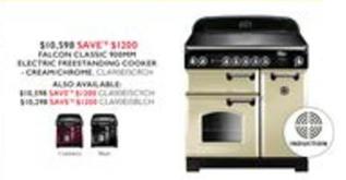 Falcon - Classic 900mm Electric Freestanding Cooker Cream Chrome offers at $10598 in Harvey Norman