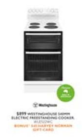 Westinghouse - 540mm Electric Freestanding Cooker offers at $899 in Harvey Norman