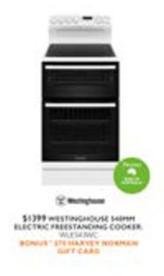 Westinghouse - Electric Freestanding Cooker offers at $1399 in Harvey Norman