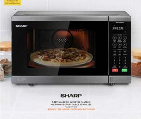 Sharp - 32l Inverter Flatbed Microwave Oven Black Stainless offers at $369 in Harvey Norman