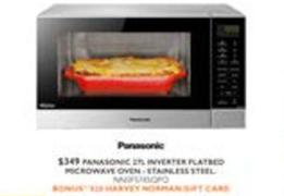 Panasonic - 27l Inverter Flatbed Microwave Oven Stainless Steel offers at $349 in Harvey Norman
