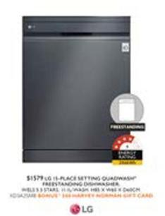 Lg - 15-place Setting Quadwash Freestanding Dishwasher offers at $1579 in Harvey Norman