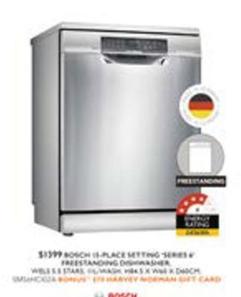 Bosch - 15-place Setting Series 6 Freestanding Dishwasher offers at $1399 in Harvey Norman