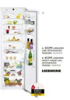 Liebherr - Right Hinge 344l Integrated Fridge offers at $5299 in Harvey Norman