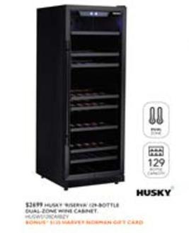 Husky - Riserva 129 Bottle Dual Zone Wine Cabinet offers at $2699 in Harvey Norman