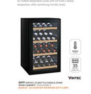 Vintec - 35 Bottle Single Zone Wine Cabinet offers at $899 in Harvey Norman