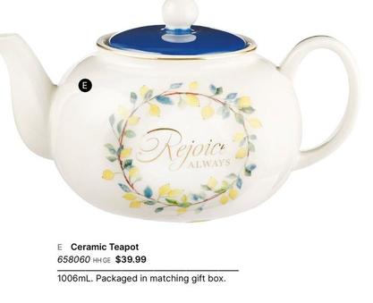 Ceramic Teapot offers at $39.99 in Koorong
