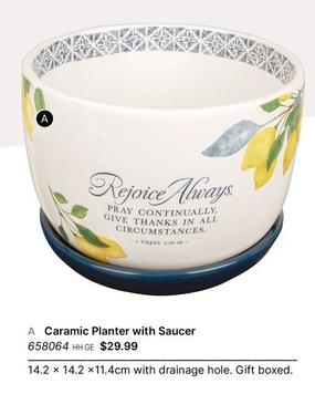Caramic Planter with Saucer offers at $29.99 in Koorong