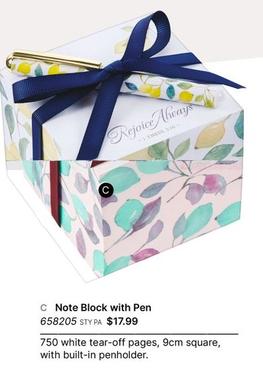 Note Block with Pen offers at $17.99 in Koorong