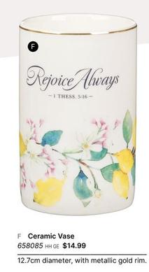 Ceramic Vase offers at $14.99 in Koorong