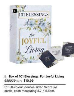 Box of 101 Blessings: For Joyful Living offers at $10.99 in Koorong