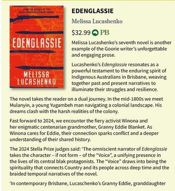 Edenglassie offers at $32.99 in Collings Booksellers
