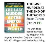 The Last Murder At The End Of The World offers at $32.99 in Collings Booksellers