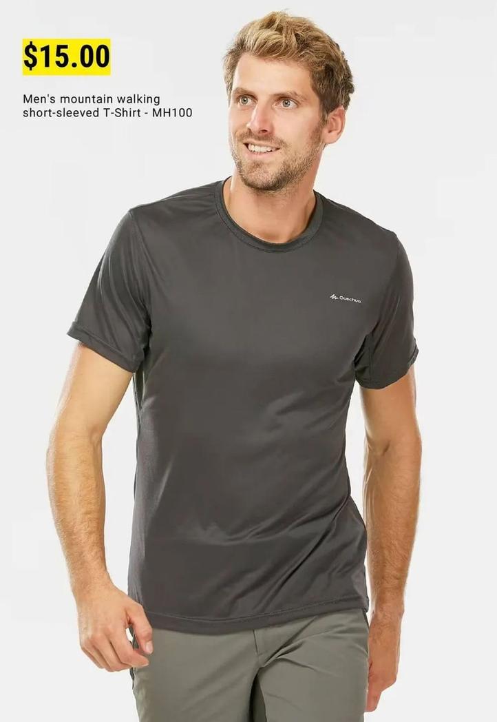 Men's Mountain Walking Short-sleeved T-shirt offers at $15 in Decathlon