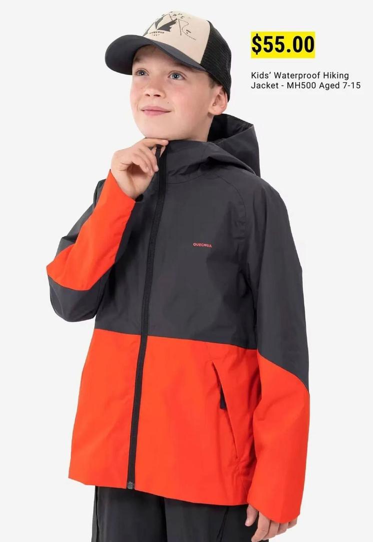 Kids' Waterproof Hiking Jacket - MH500 Aged 7-15 offers at $55 in Decathlon