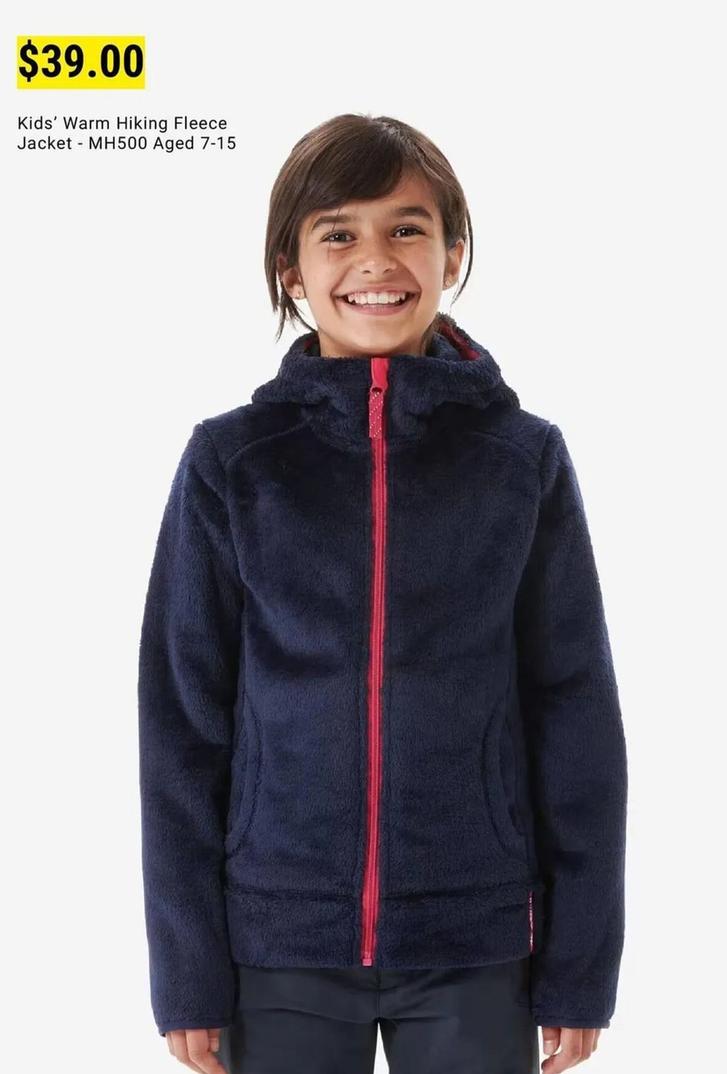 Kids' Warm Hiking Fleece - Jacket MH500 Aged 7-15 offers at $39 in Decathlon