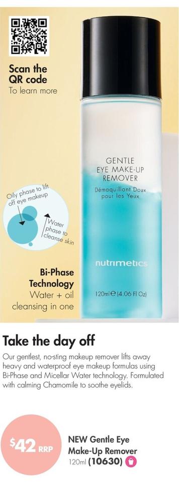 Gentle Eye Make-up Remover 120ml offers at $42 in Nutrimetics