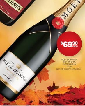 Moet & Chandon - Brut Imperial Champagne Nv 750ml offers at $69.9 in Harry Brown