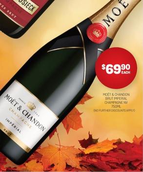 Moet & Chandon - Brut Imperial Champagne Nv 750ml offers at $69.9 in Harry Brown