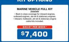 Marine Vehicle Full Kit offers at $7400 in Burson Auto Parts
