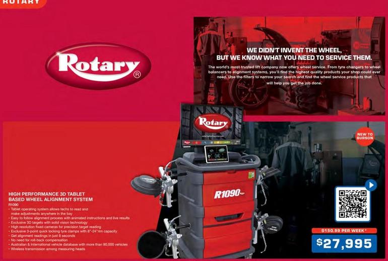 Rotary - High Performance 3d Tablet Based Wheel Alignment System offers at $27995 in Burson Auto Parts