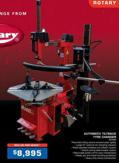 Rotary - Automatic Tiltback Tyre Changer offers at $8995 in Burson Auto Parts