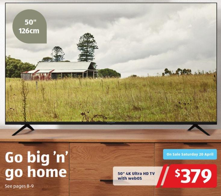 50" 4k Ultra Hd Tv With Webos offers at $379 in ALDI