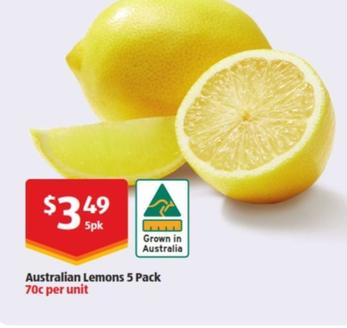 Australian Lemons 5 Pack  offers at $3.49 in ALDI