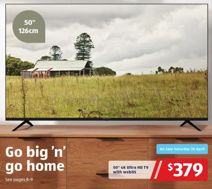 50" 4k Ultra Hd Tv With Webos offers at $379 in ALDI
